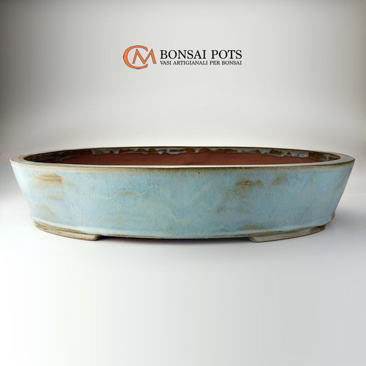 VASO BONSAI OVALE AZZURRO DI GRANDE DIMENSIONE