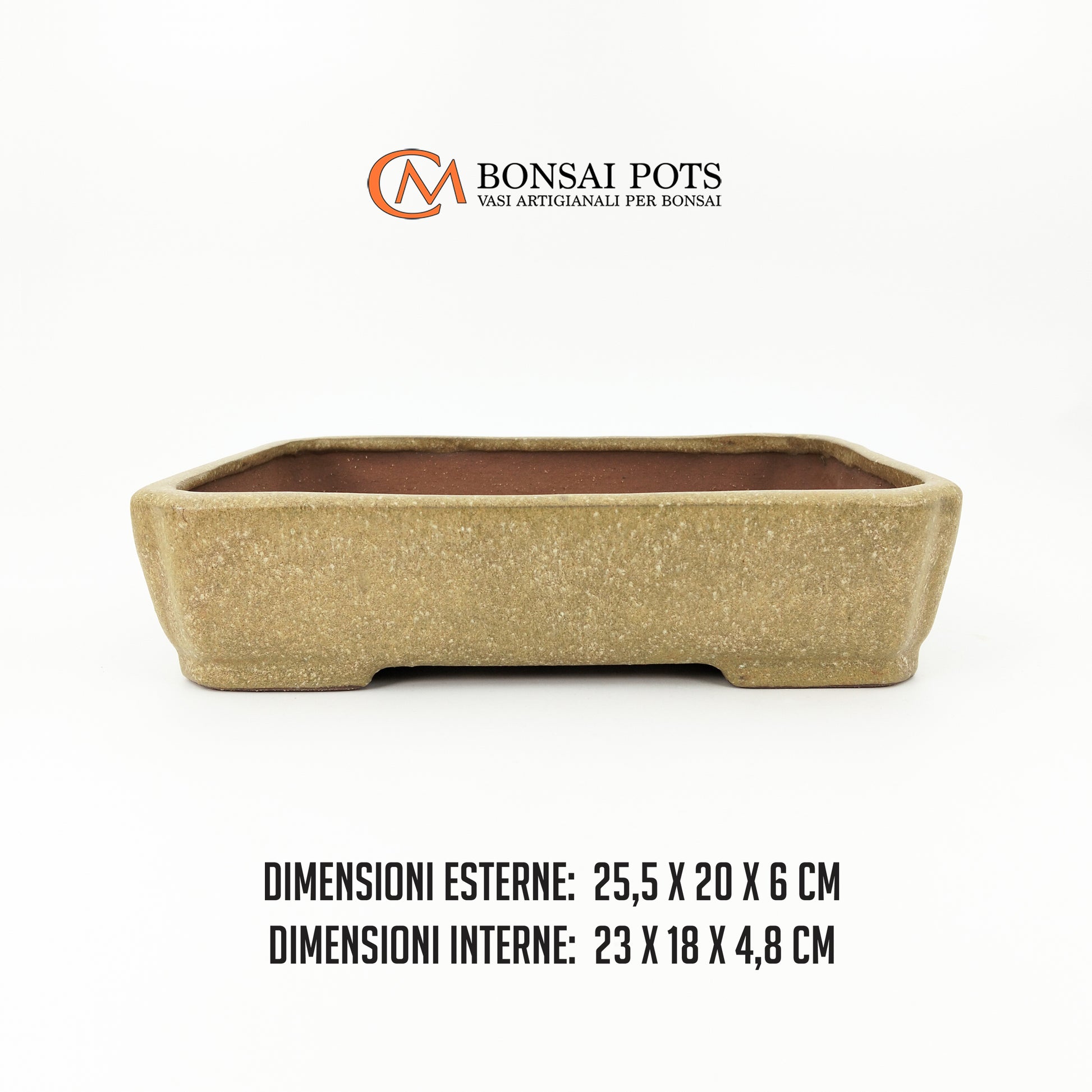 Vaso bonsai artigianale rettangolare in gres 25,5 CM - Handmade Bonsai Pot - CMBonsaiPots