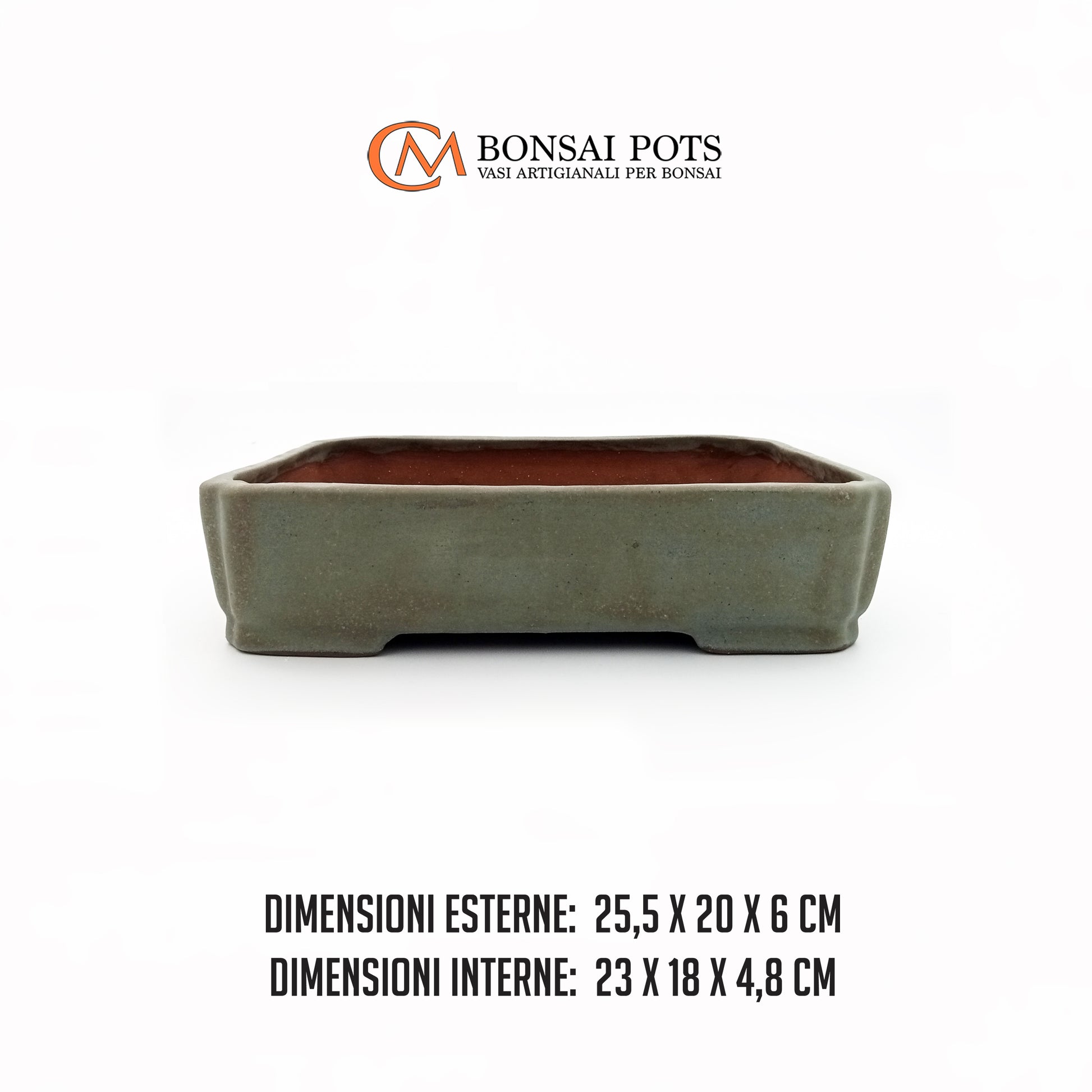 Vaso bonsai artigianale rettangolare in gres 25,5 CM - Handmade Bonsai Pot - CMBonsaiPots