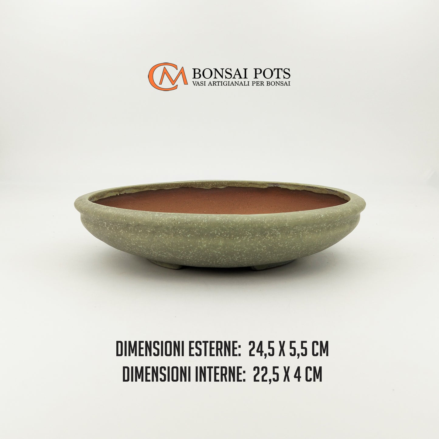Vaso bonsai rotondo CM 24 in gres smaltato