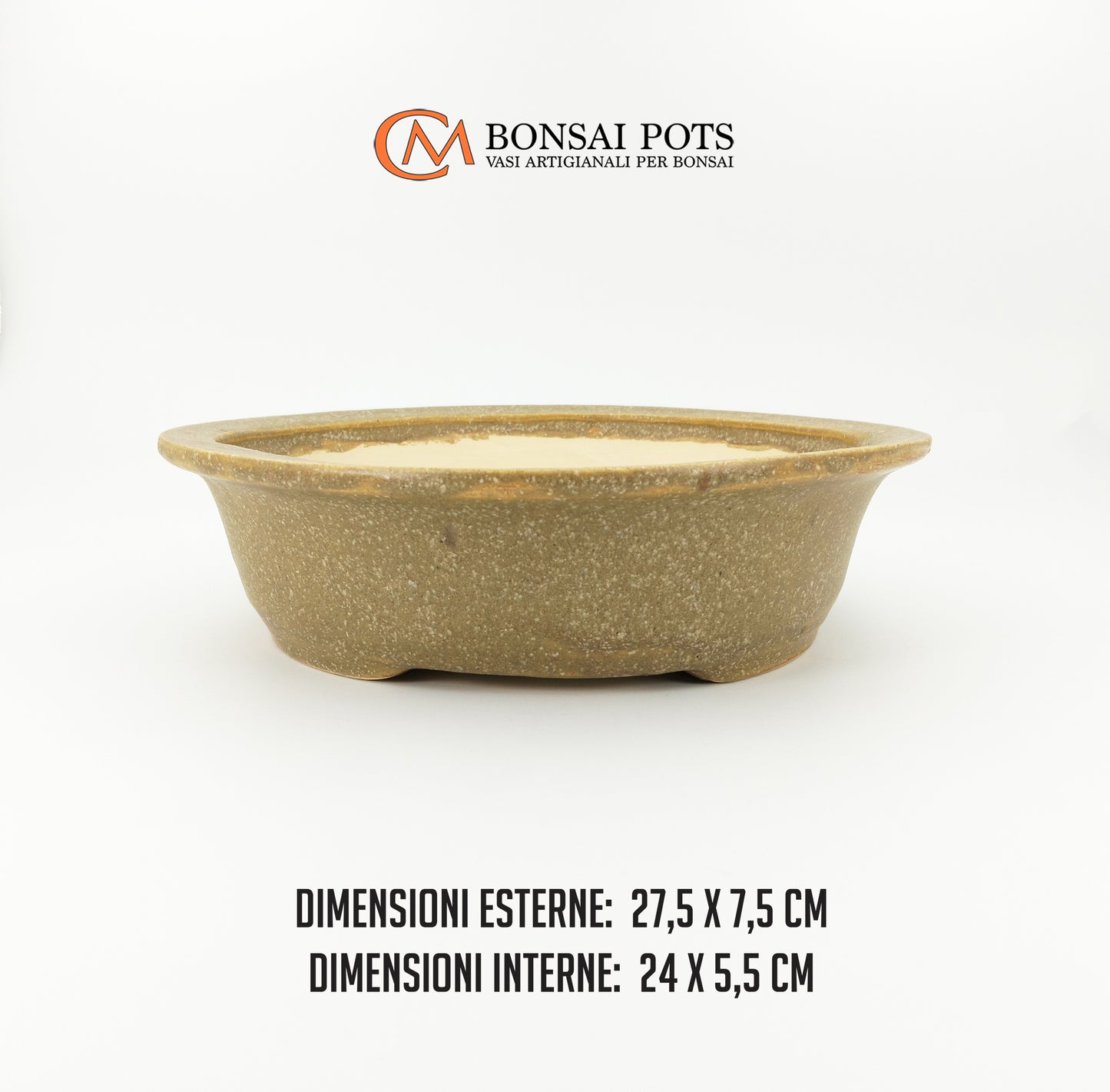 Vaso bonsai artigianale rotondo in gres 27,5 CM - Handmade Bonsai Pot - CMBonsaiPots