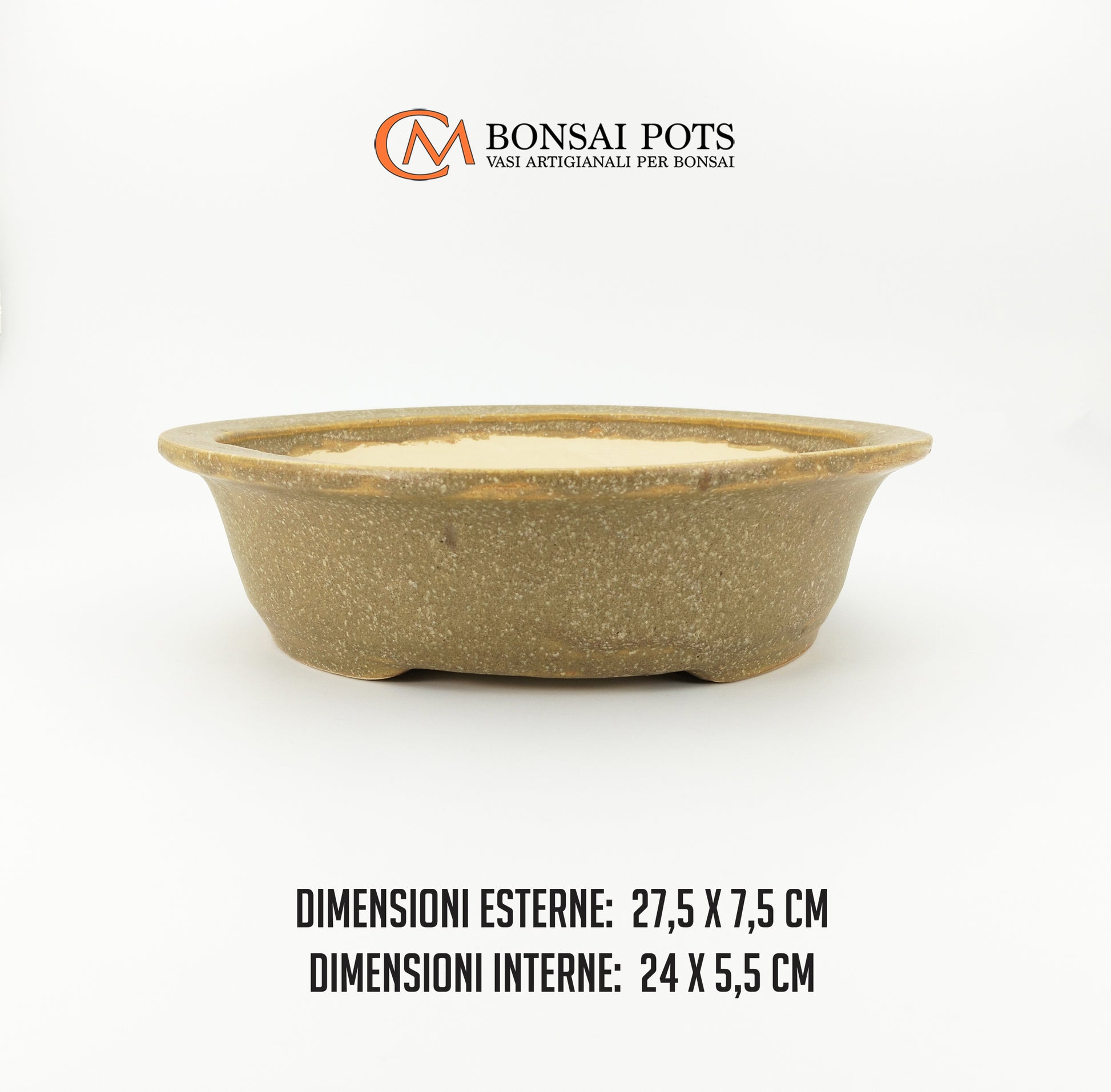Vaso bonsai artigianale rotondo in gres 27,5 CM - Handmade Bonsai Pot - CMBonsaiPots