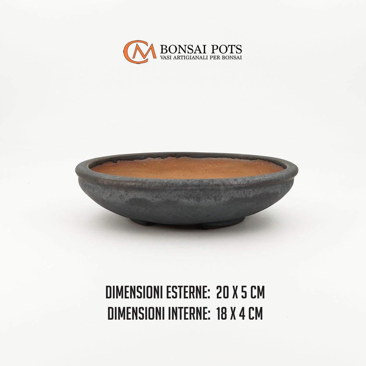 Vaso bonsai rotondo CM 20 in gres smaltato - CMBonsaiPots