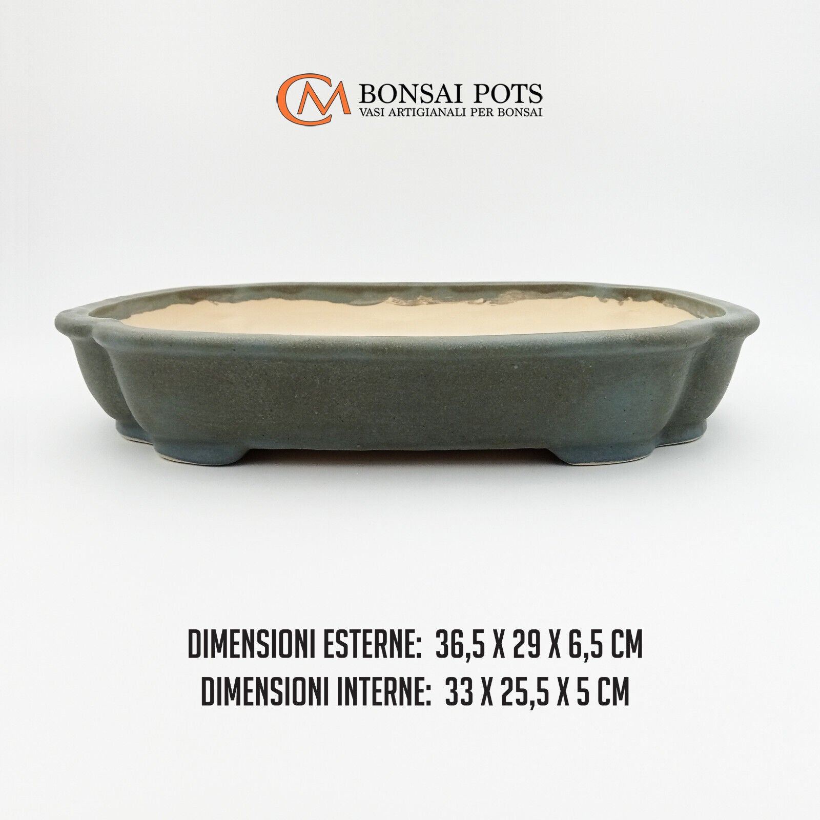 Vaso bonsai artigianale rettangolare / Mokko 36,5 CM - Handmade Bonsai Pot - CMBonsaiPots