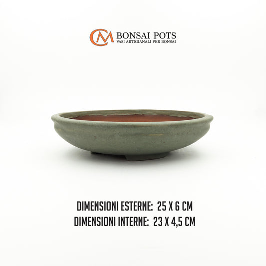 VASO BONSAI ROTONDO 25 CM VERDE OPACO SHITAKUSA