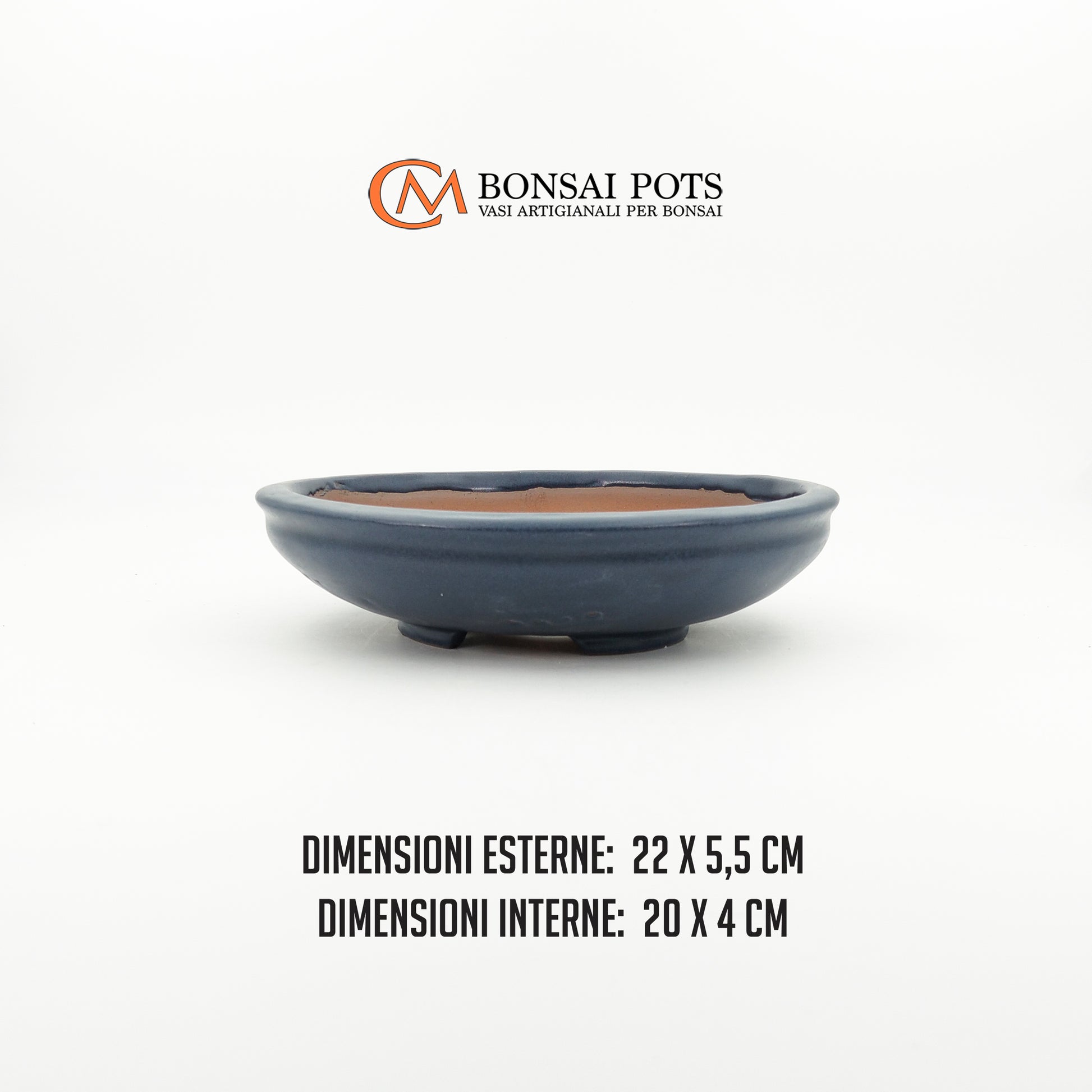 VASO BONSAI ROTONDO SMALTATO BLU PACO DA 22 CM