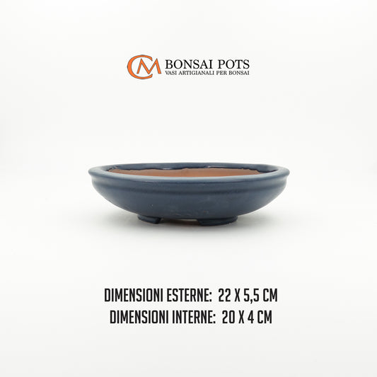 VASO BONSAI ROTONDO SMALTATO BLU PACO DA 22 CM