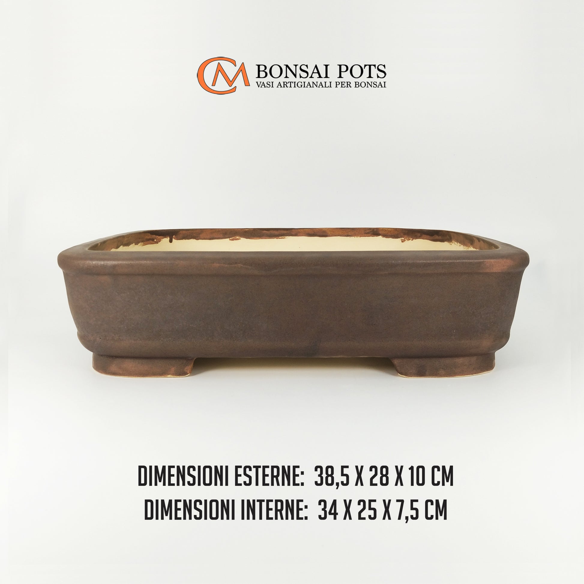 Vaso bonsai artigianale rettangolare in gres 38 CM - Handmade Bonsai Pot - CMBonsaiPots