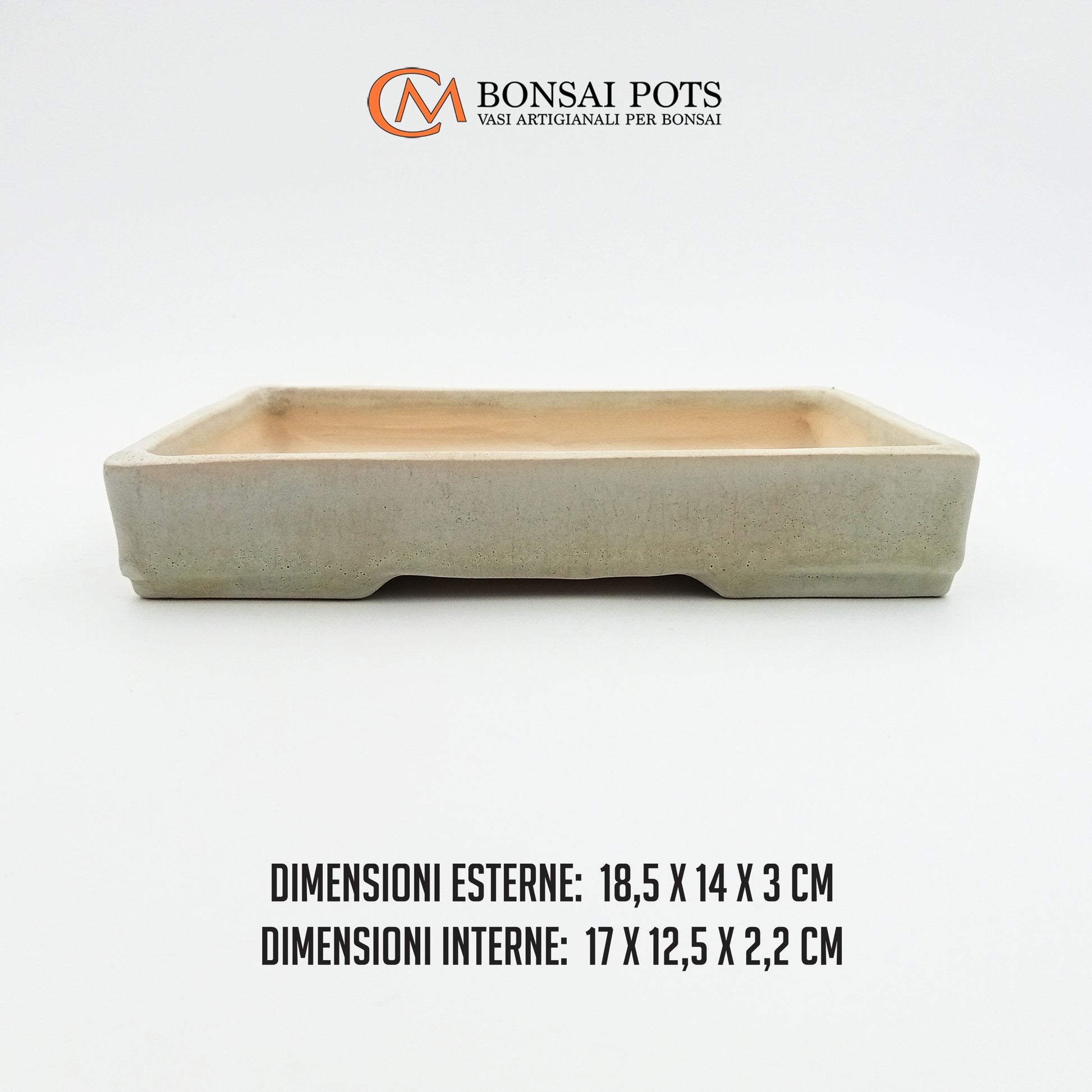 Vaso bonsai rettangolare artigianale in gres 18,5 CM - Handmade Bonsai Pot - CMBonsaiPots