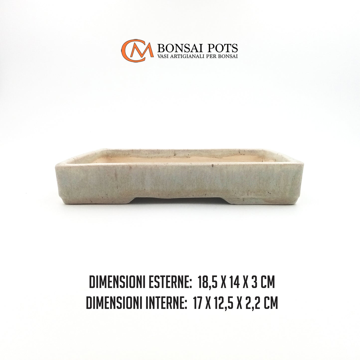 Vaso bonsai rettangolare artigianale in gres 18,5 CM - Handmade Bonsai Pot - CMBonsaiPots