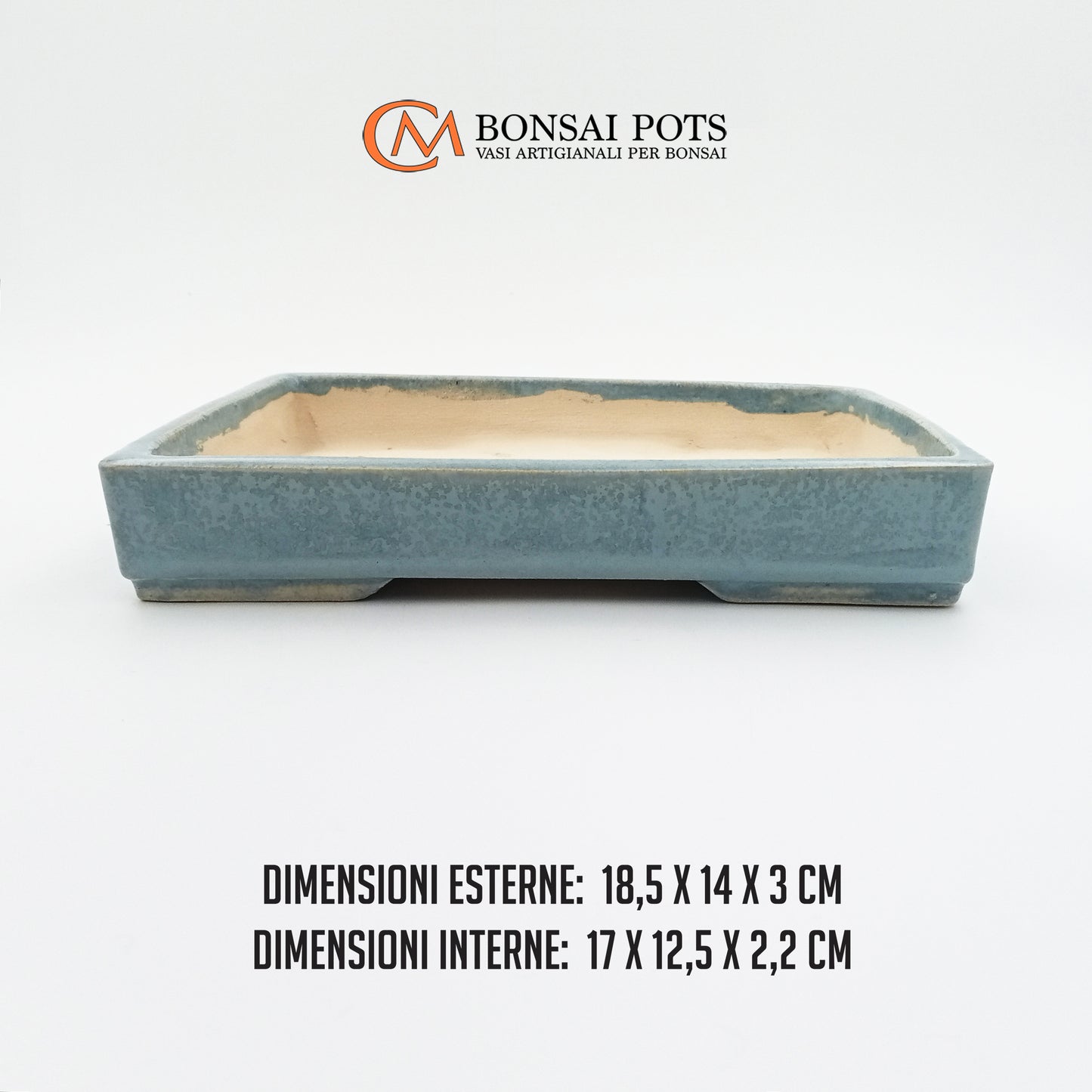 Vaso bonsai rettangolare artigianale in gres 18,5 CM - Handmade Bonsai Pot - CMBonsaiPots