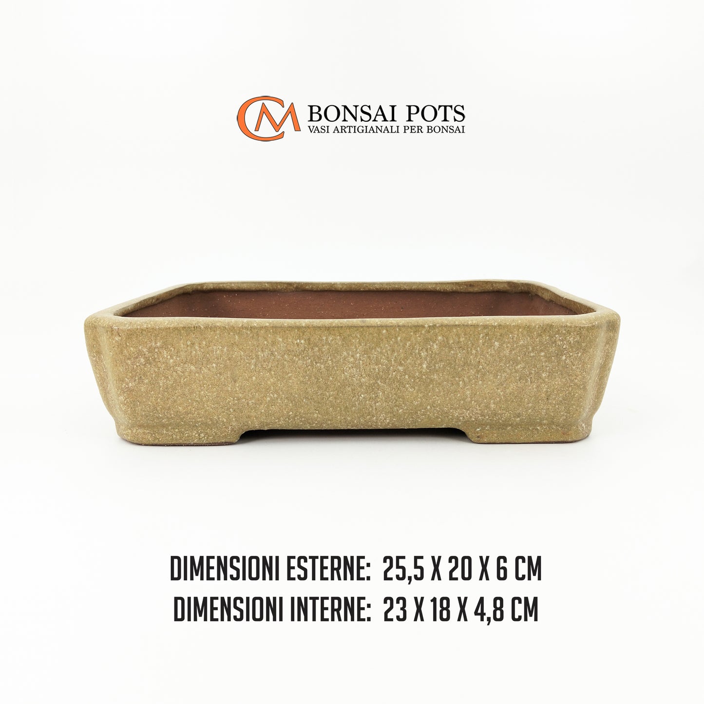 Vaso bonsai artigianale rettangolare in gres 25,5 CM - Handmade Bonsai Pot - CMBonsaiPots