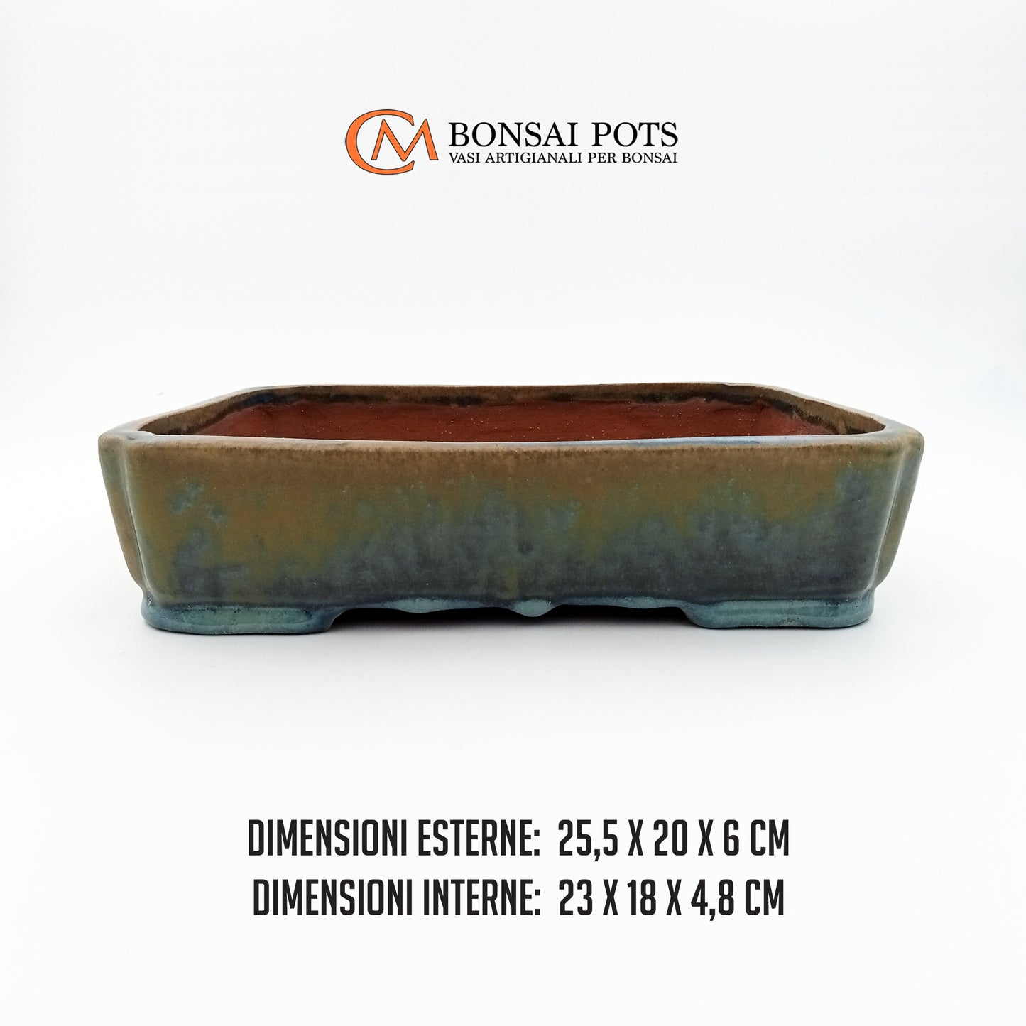 Vaso bonsai artigianale rettangolare in gres 25,5 CM - Handmade Bonsai Pot - CMBonsaiPots