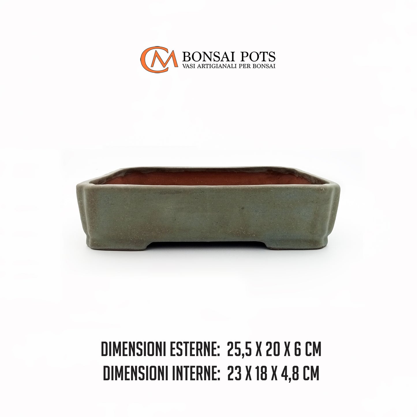 Vaso bonsai artigianale rettangolare in gres 25,5 CM - Handmade Bonsai Pot - CMBonsaiPots