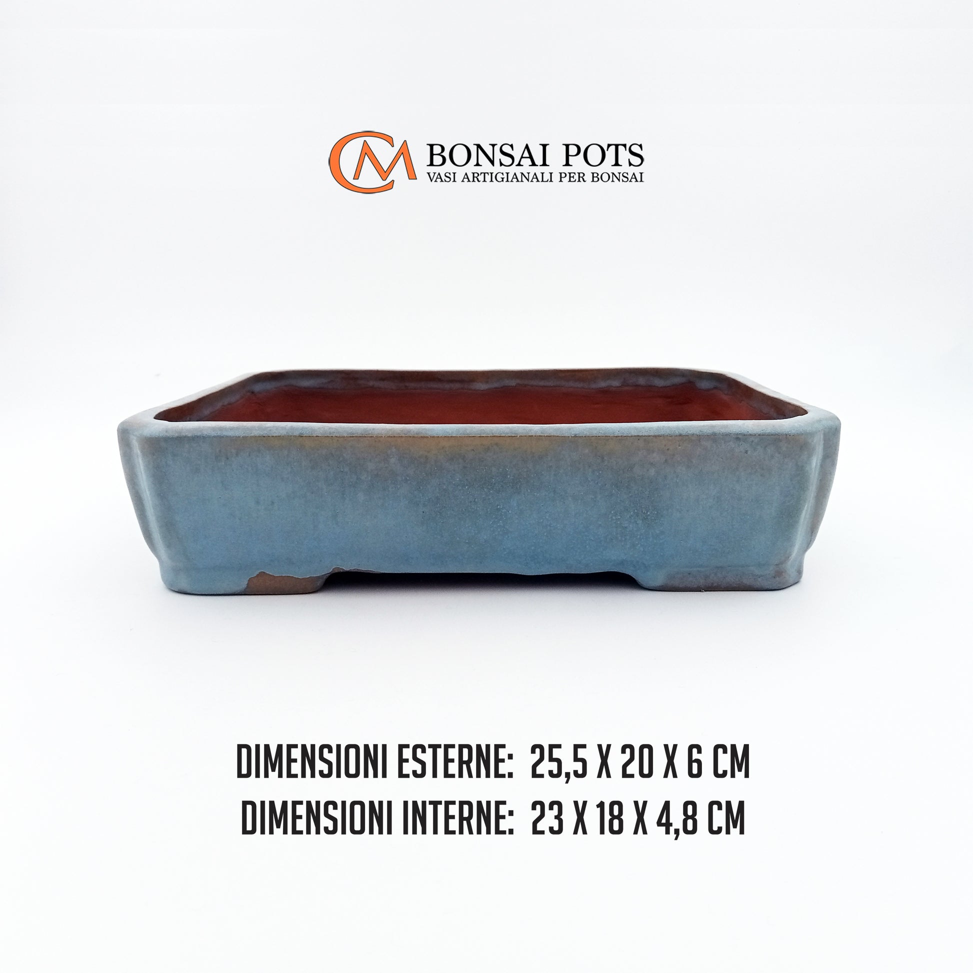 Vaso bonsai artigianale rettangolare in gres 25,5 CM - Handmade Bonsai Pot - CMBonsaiPots