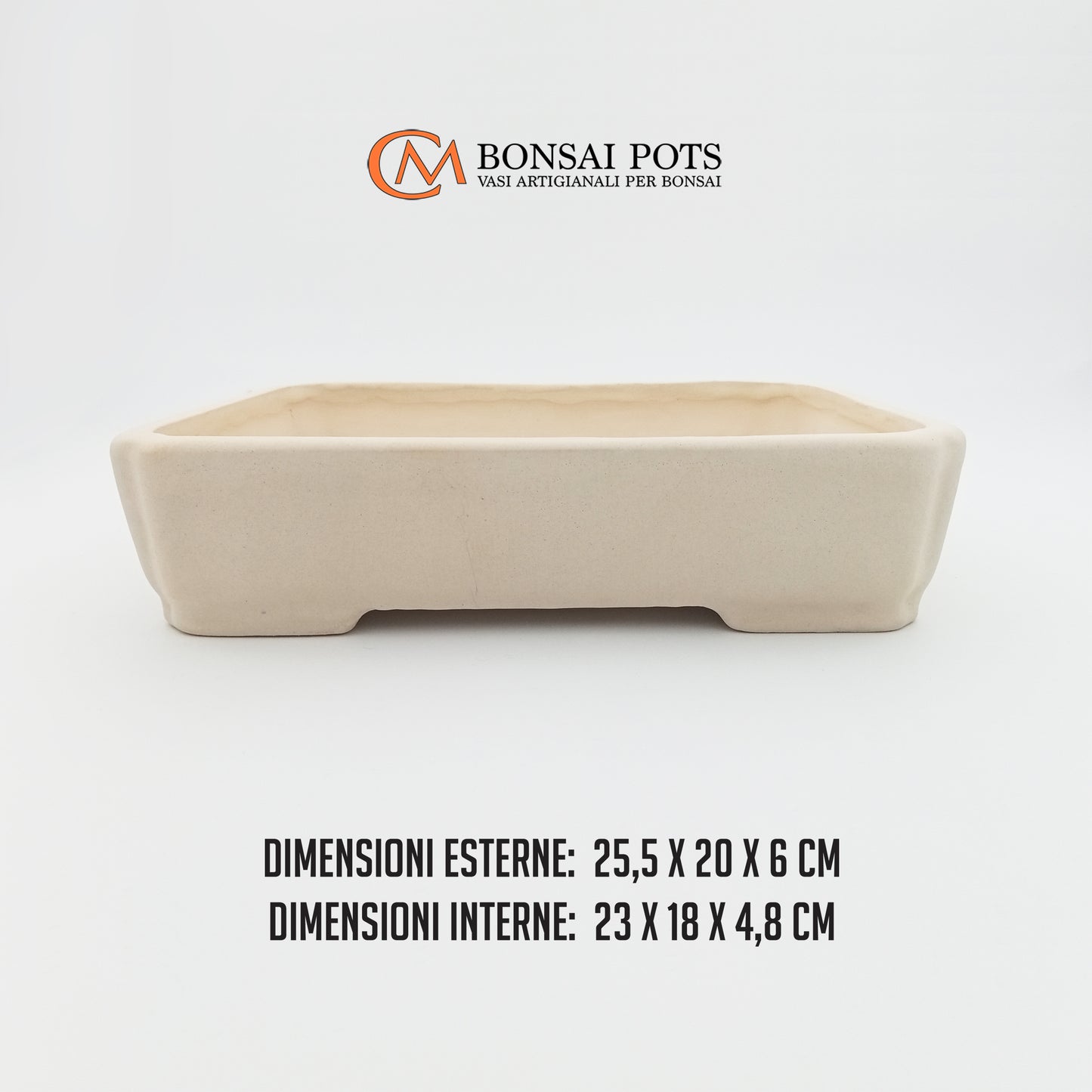 Vaso bonsai artigianale rettangolare in gres 25,5 CM - Handmade Bonsai Pot - CMBonsaiPots