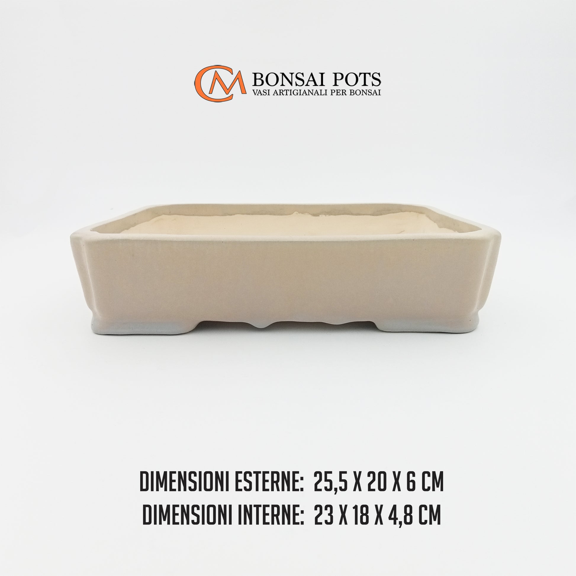 Vaso bonsai artigianale rettangolare in gres 25,5 CM - Handmade Bonsai Pot - CMBonsaiPots