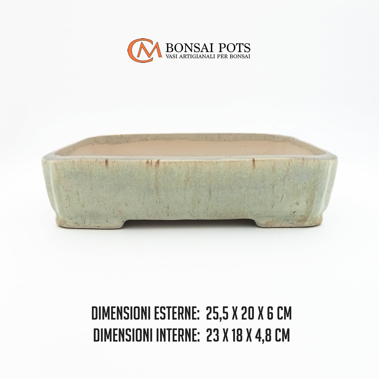 Vaso bonsai artigianale rettangolare in gres 25,5 CM - Handmade Bonsai Pot - CMBonsaiPots