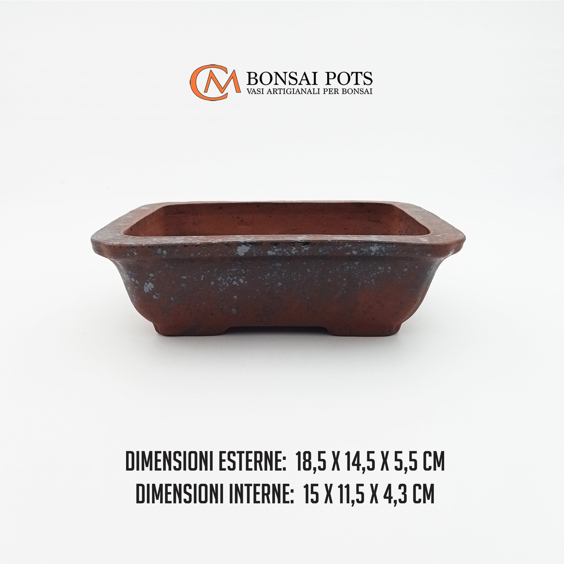 Vaso bonsai artigianale rettangolare in gres 18,5 CM - Bonsai Pot - CMBonsaiPots