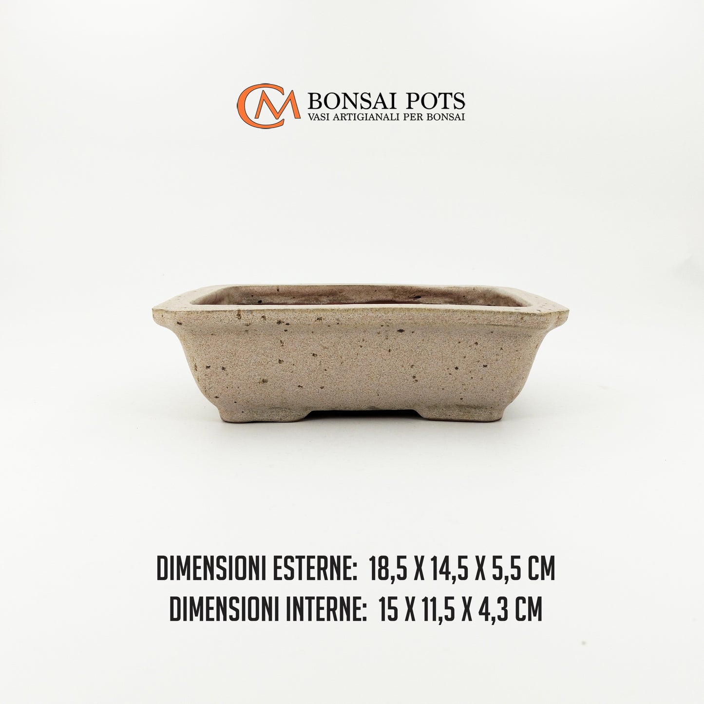 Vaso bonsai artigianale rettangolare in gres 18,5 CM - Bonsai Pot - CMBonsaiPots