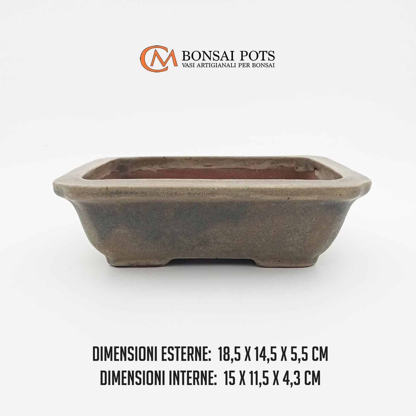 Vaso bonsai artigianale rettangolare in gres 18,5 CM - Bonsai Pot - CMBonsaiPots