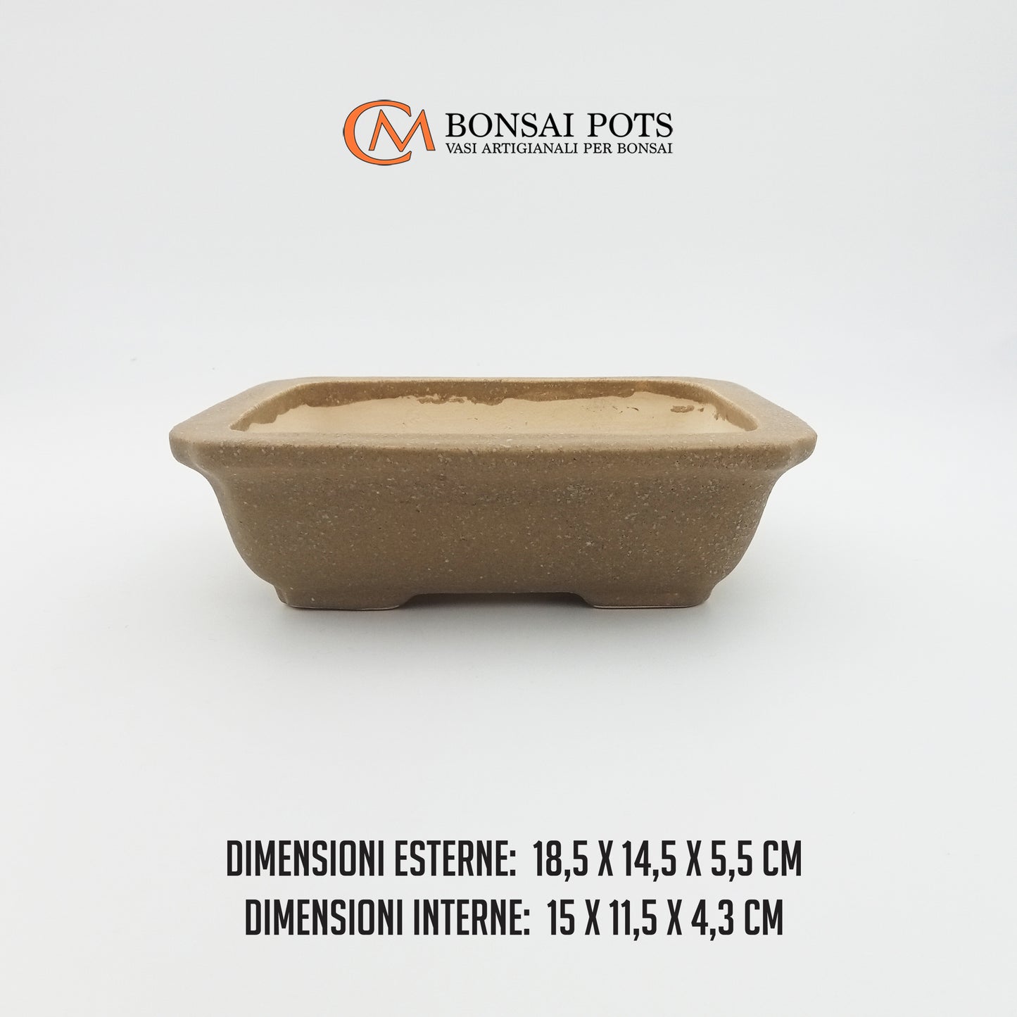 Vaso bonsai artigianale rettangolare in gres 18,5 CM - Bonsai Pot - CMBonsaiPots