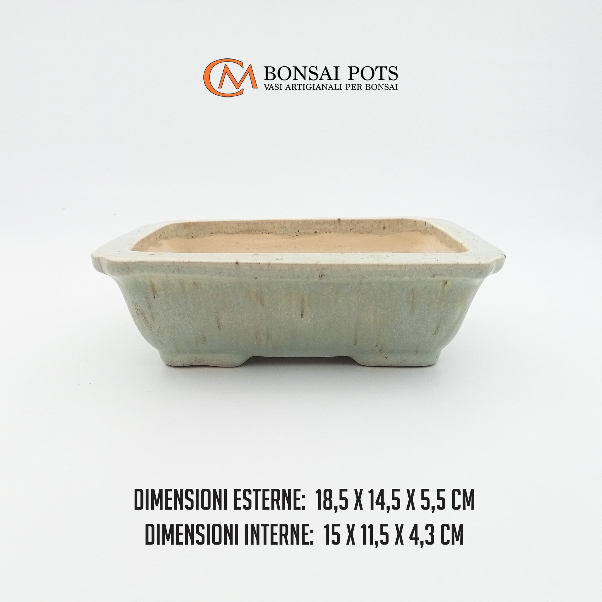 Vaso bonsai artigianale rettangolare in gres 18,5 CM - Bonsai Pot - CMBonsaiPots