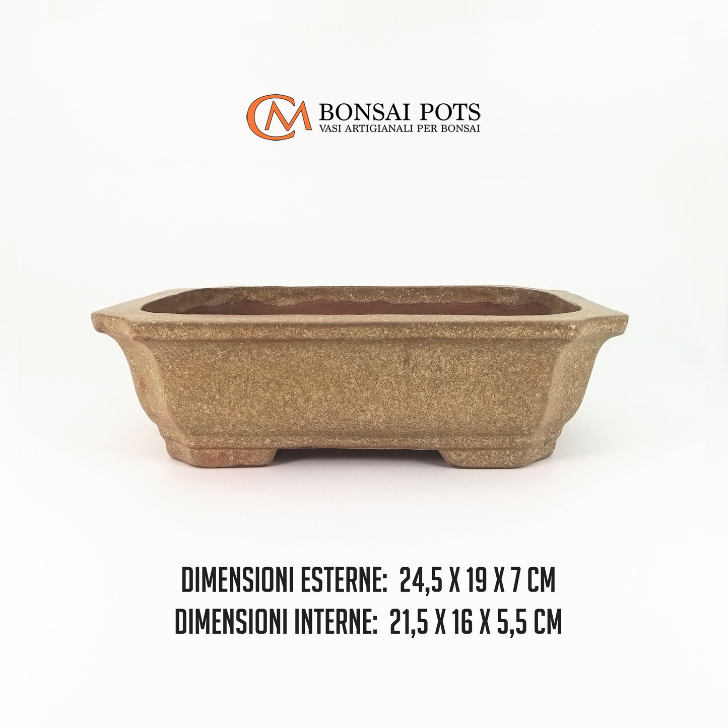 Vaso bonsai artigianale rettangolare in gres 24,5 CM - Handmade Bonsai Pot - CMBonsaiPots