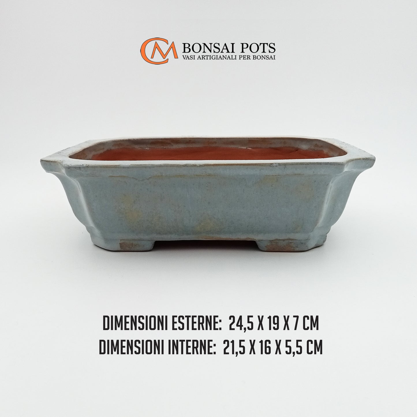 Vaso bonsai artigianale rettangolare in gres 24,5 CM - Handmade Bonsai Pot - CMBonsaiPots