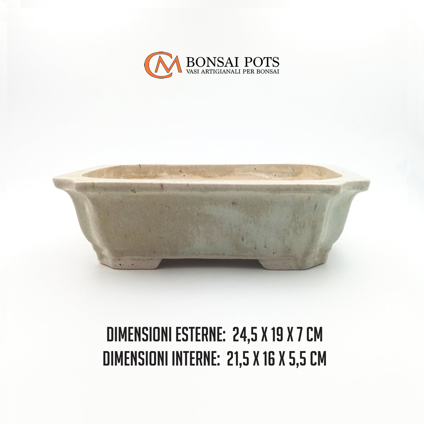 Vaso bonsai artigianale rettangolare in gres 24,5 CM - Handmade Bonsai Pot - CMBonsaiPots