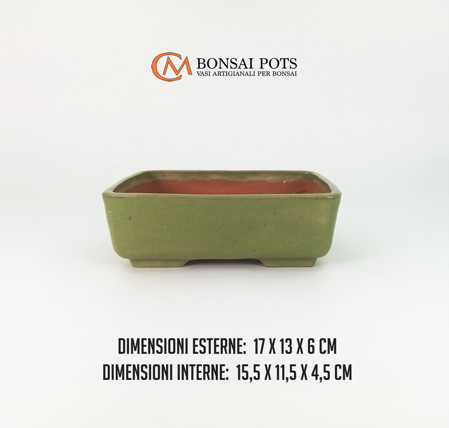 Vaso bonsai artigianale rettangolare 17 CM - Handmade Bonsai Pot - CMBonsaiPots