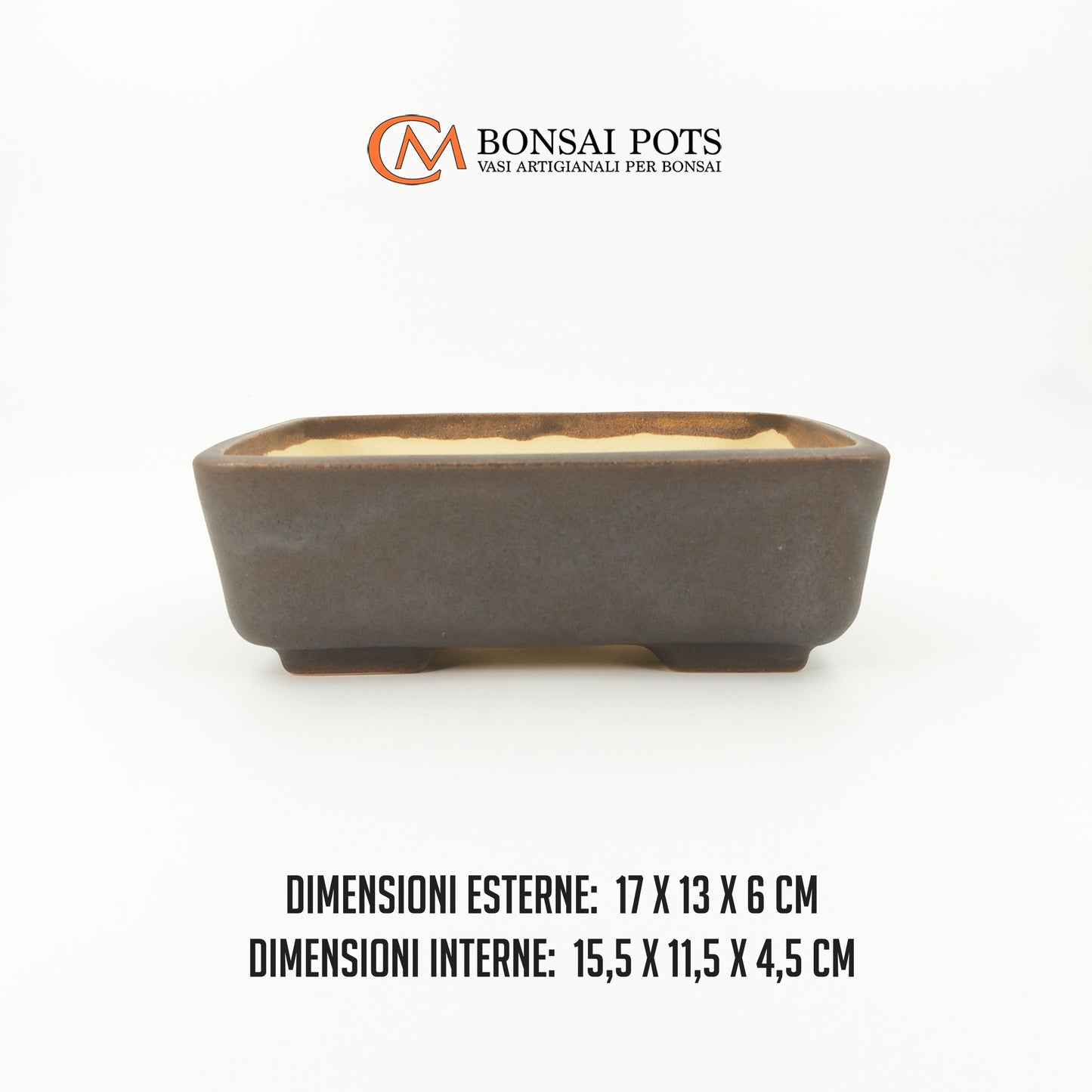 Vaso bonsai artigianale rettangolare 17 CM - Handmade Bonsai Pot - CMBonsaiPots