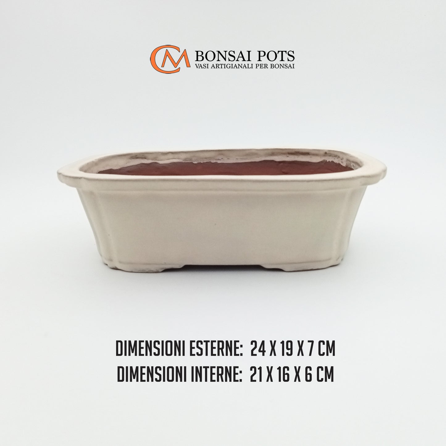 Vaso bonsai artigianale rettangolare in gres 24 CM - Handmade Bonsai Pot - CMBonsaiPots