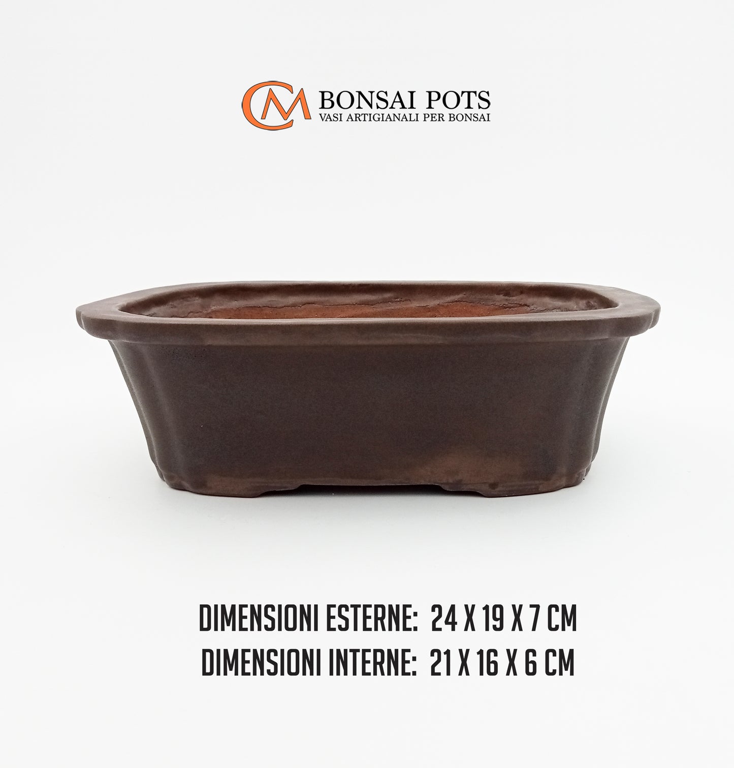 Vaso bonsai artigianale rettangolare in gres 24 CM - Handmade Bonsai Pot - CMBonsaiPots