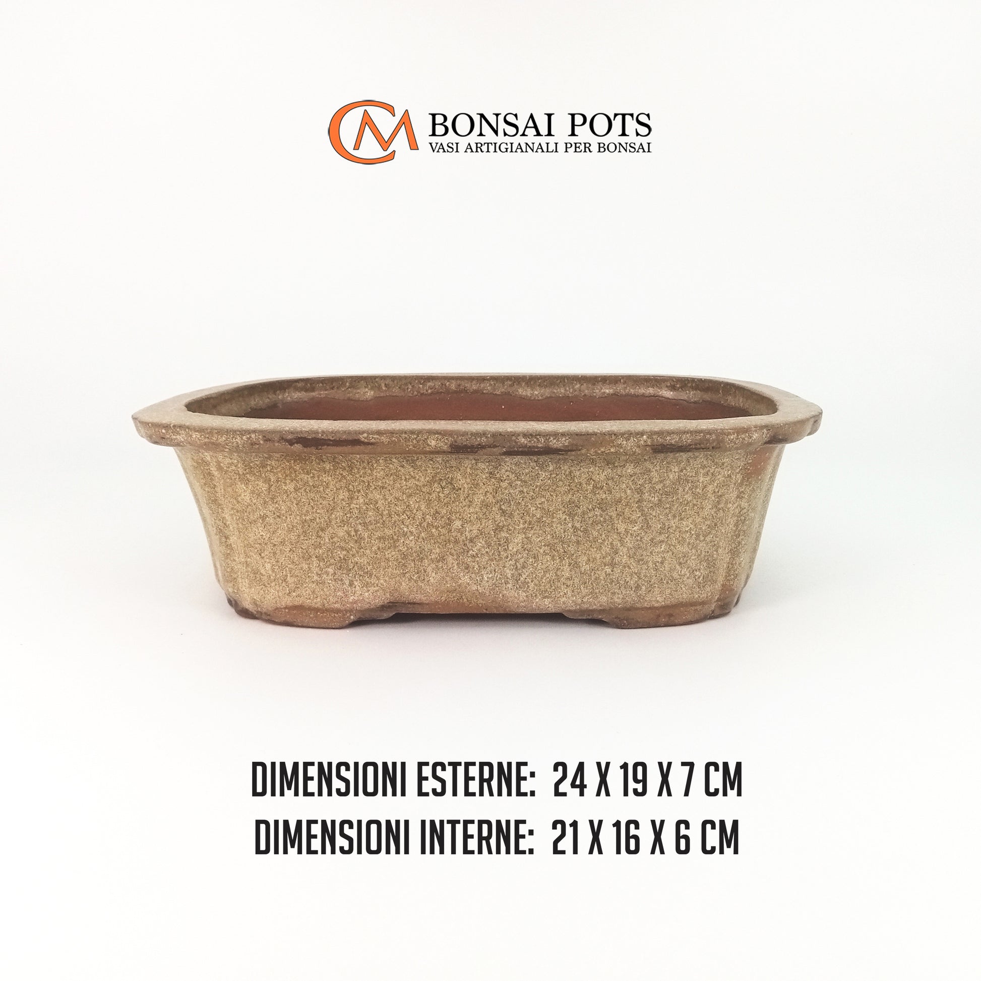 Vaso bonsai artigianale rettangolare in gres 24 CM - Handmade Bonsai Pot - CMBonsaiPots