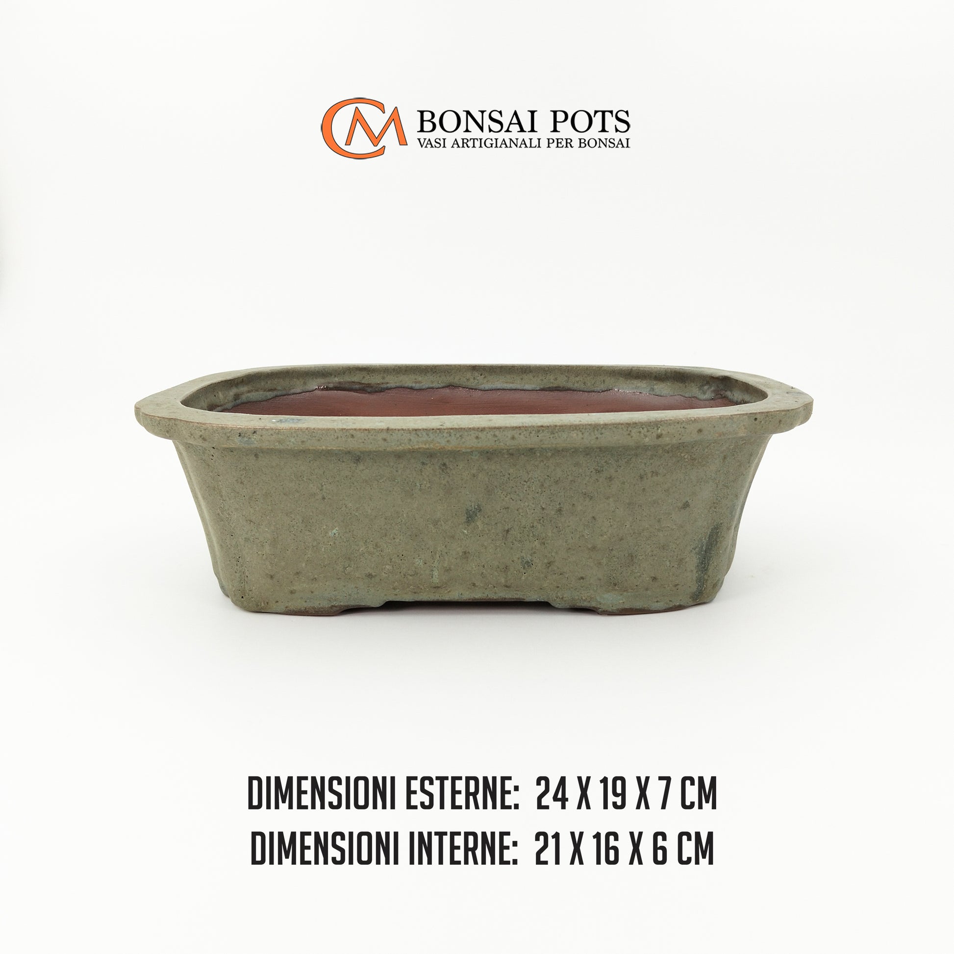 Vaso bonsai artigianale rettangolare in gres 24 CM - Handmade Bonsai Pot - CMBonsaiPots