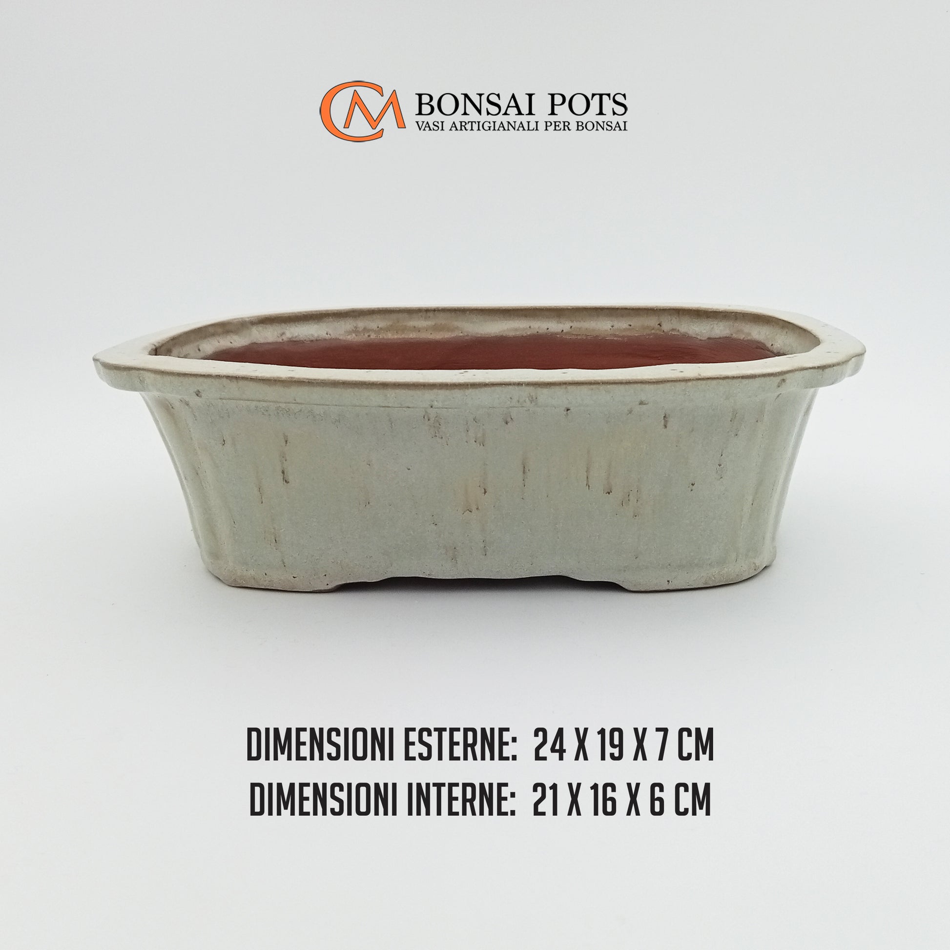 Vaso bonsai artigianale rettangolare in gres 24 CM - Handmade Bonsai Pot - CMBonsaiPots