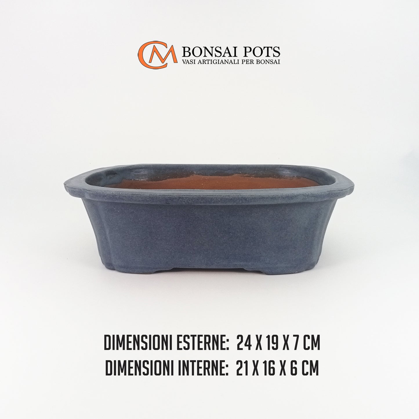 Vaso bonsai artigianale rettangolare in gres 24 CM - Handmade Bonsai Pot - CMBonsaiPots