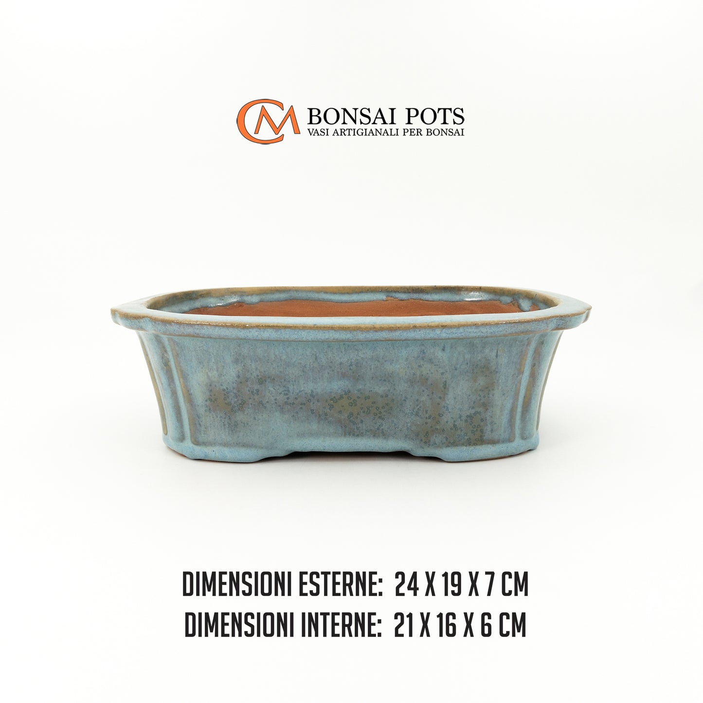 Vaso bonsai artigianale rettangolare in gres 24 CM - Handmade Bonsai Pot - CMBonsaiPots