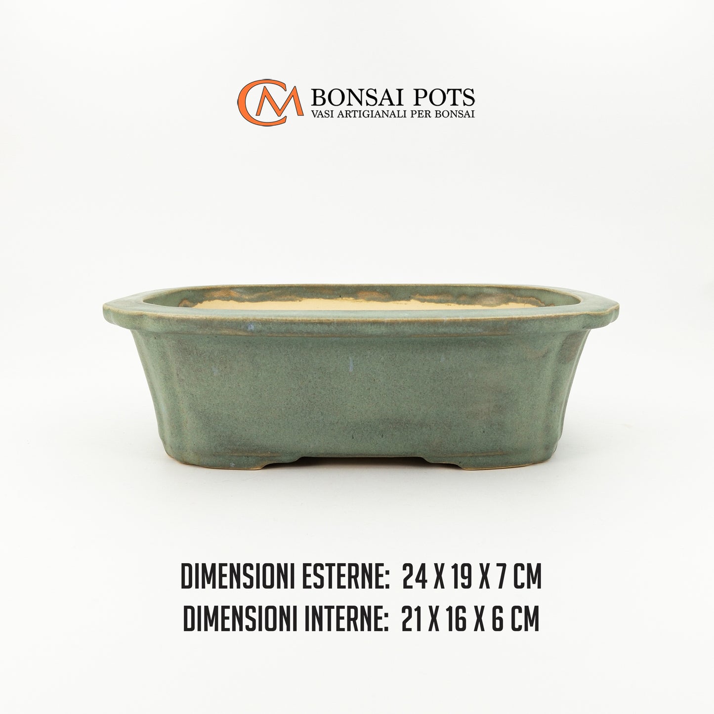 Vaso bonsai artigianale rettangolare in gres 24 CM - Handmade Bonsai Pot - CMBonsaiPots