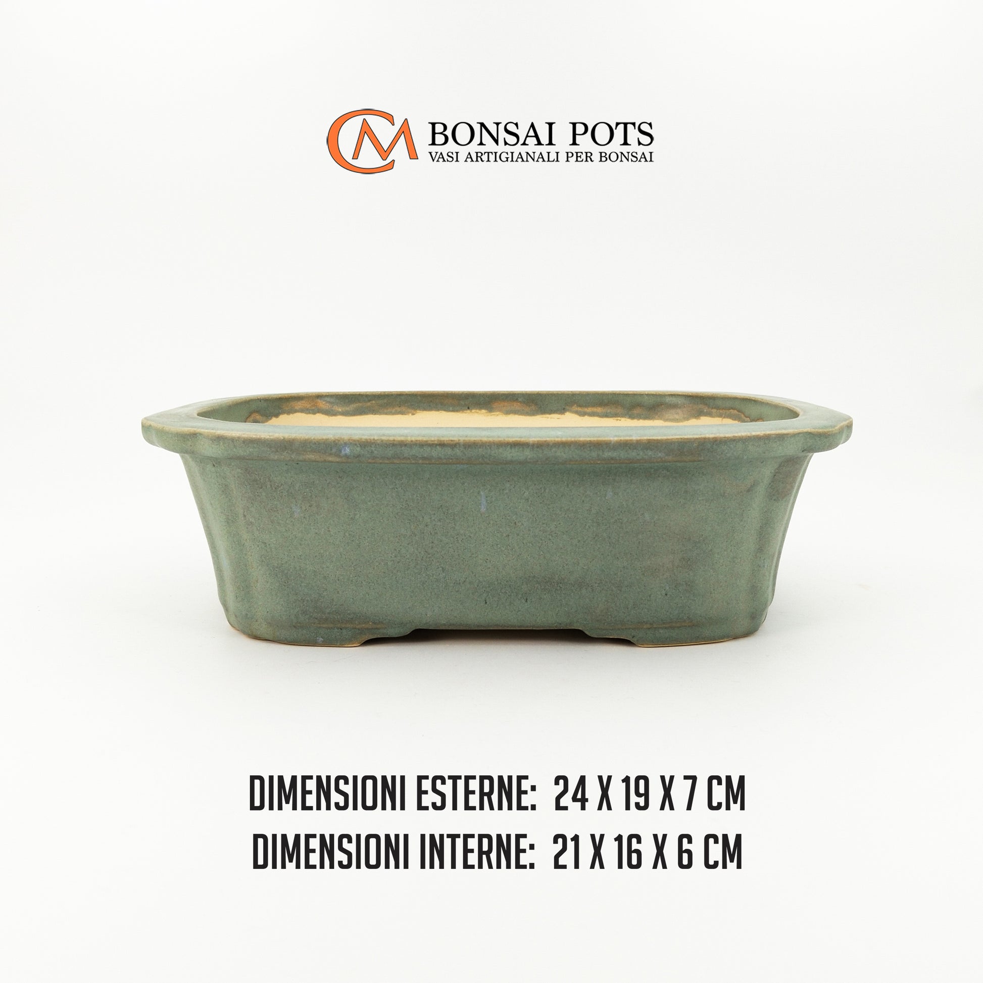 Vaso bonsai artigianale rettangolare in gres 24 CM - Handmade Bonsai Pot - CMBonsaiPots