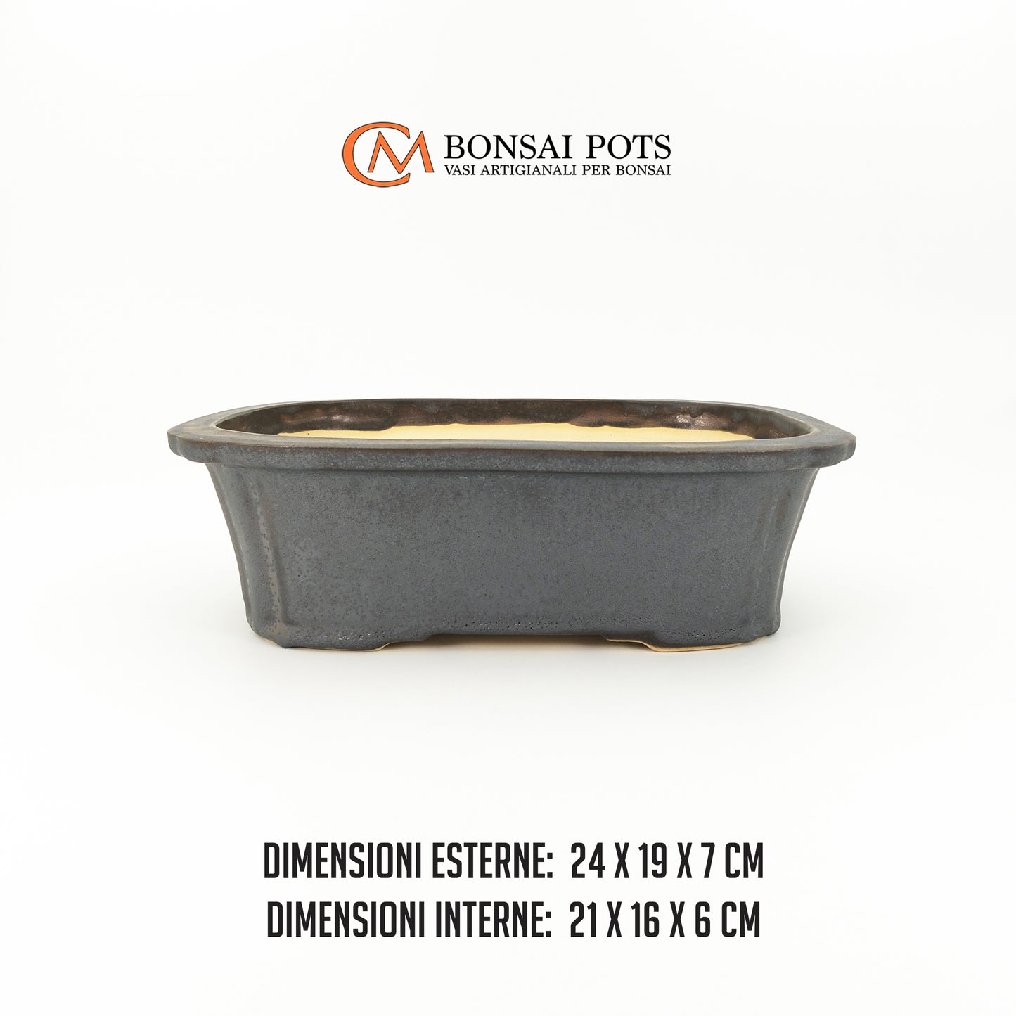 Vaso bonsai artigianale rettangolare in gres 24 CM - Handmade Bonsai Pot - CMBonsaiPots