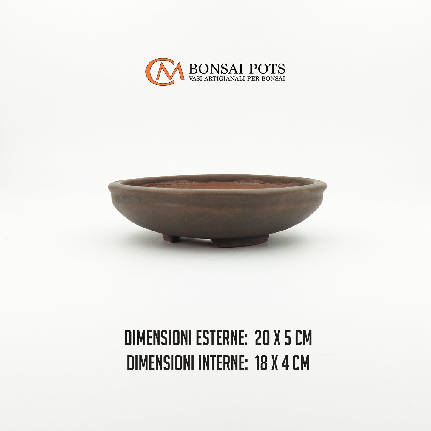 Vaso bonsai rotondo CM 20 in gres smaltato