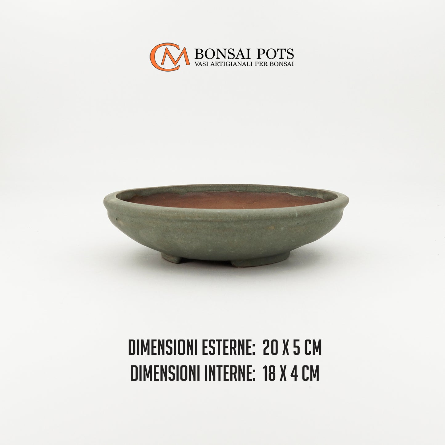 Vaso bonsai rotondo CM 20 in gres smaltato