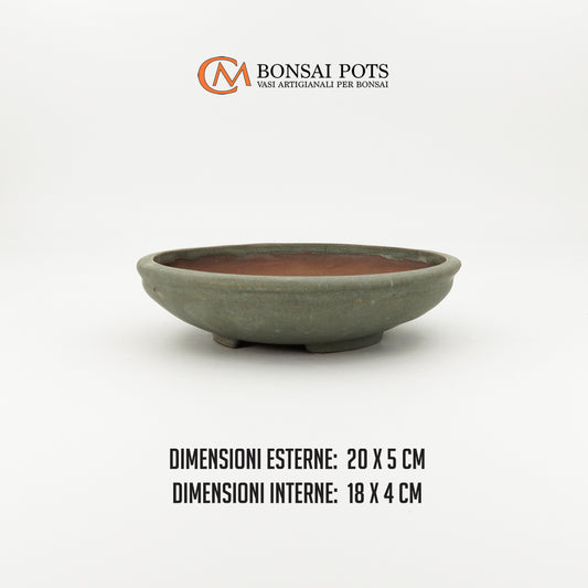 Vaso bonsai rotondo CM 20 in gres smaltato