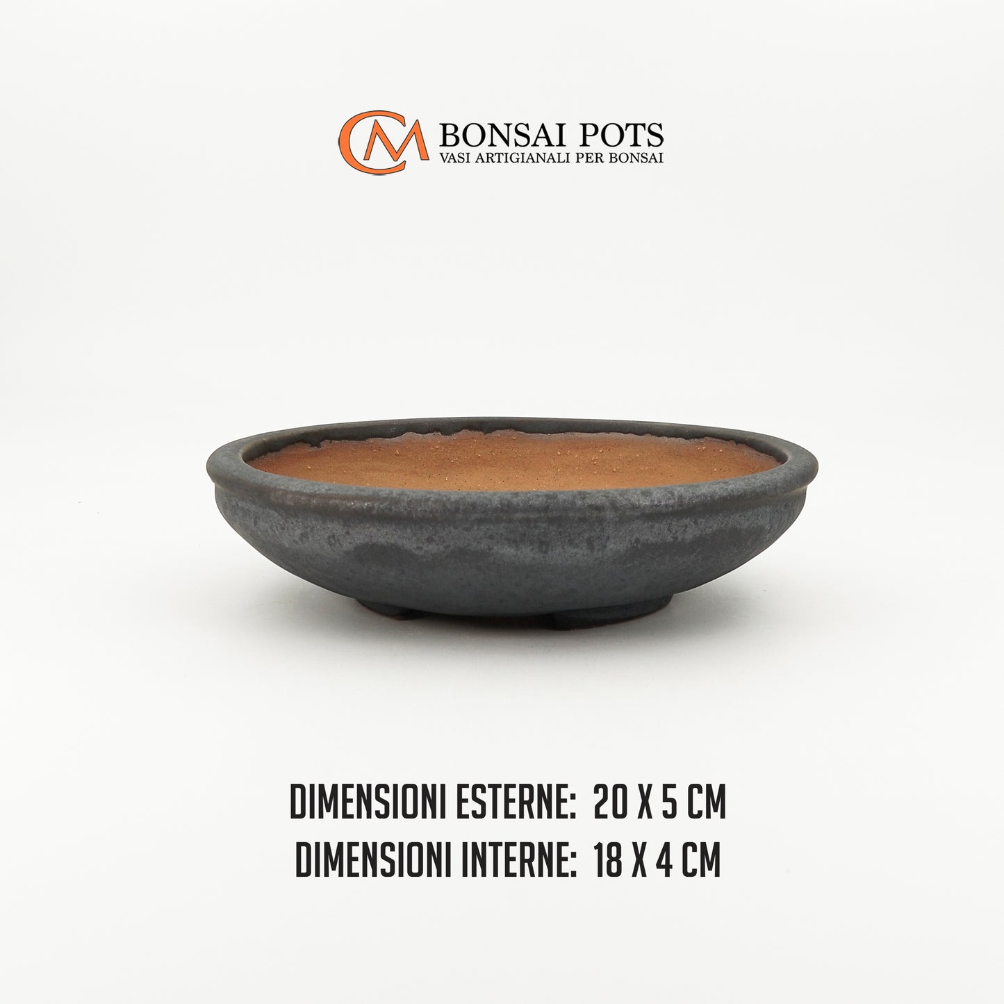 Vaso bonsai rotondo CM 20 in gres smaltato