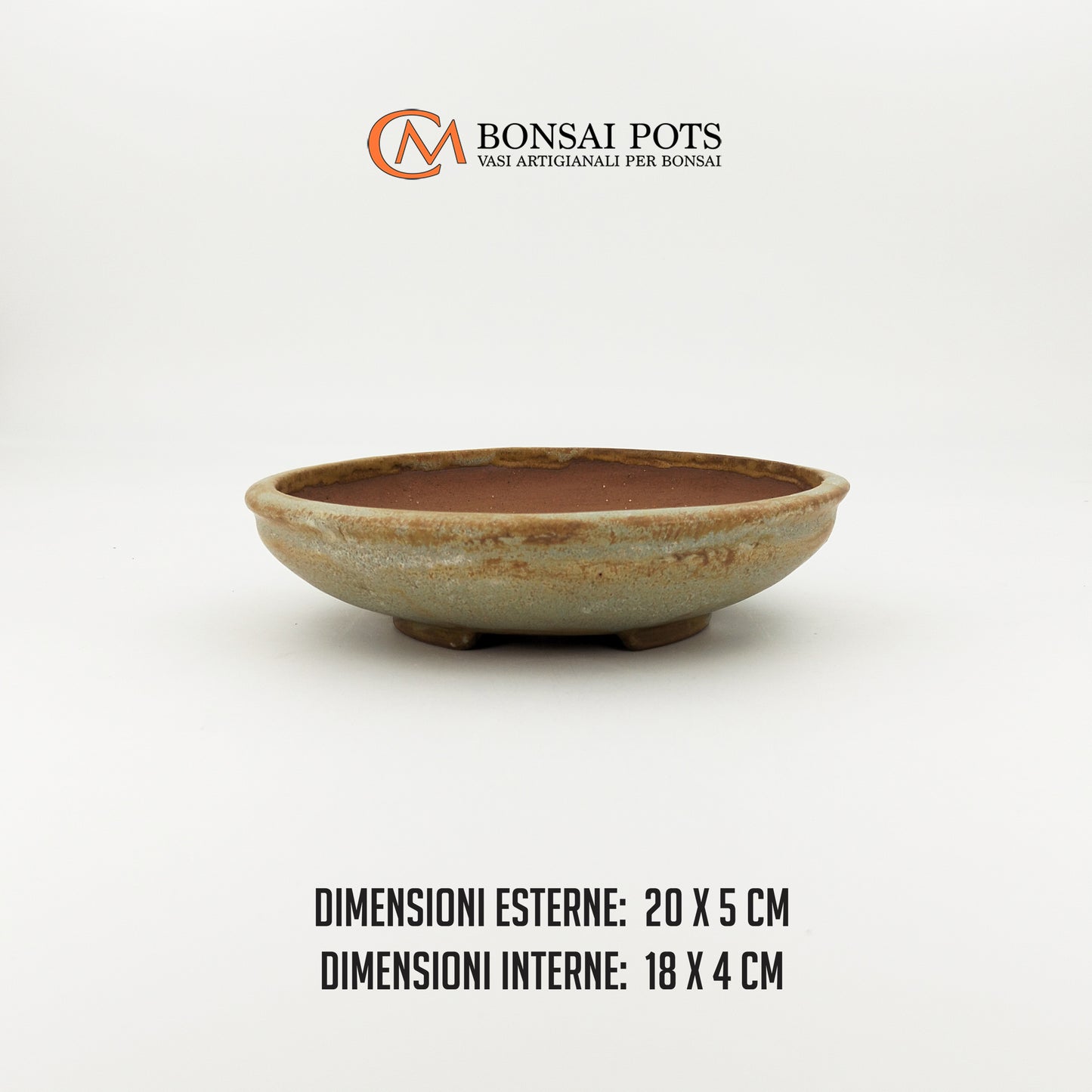 Vaso bonsai rotondo CM 20 in gres smaltato