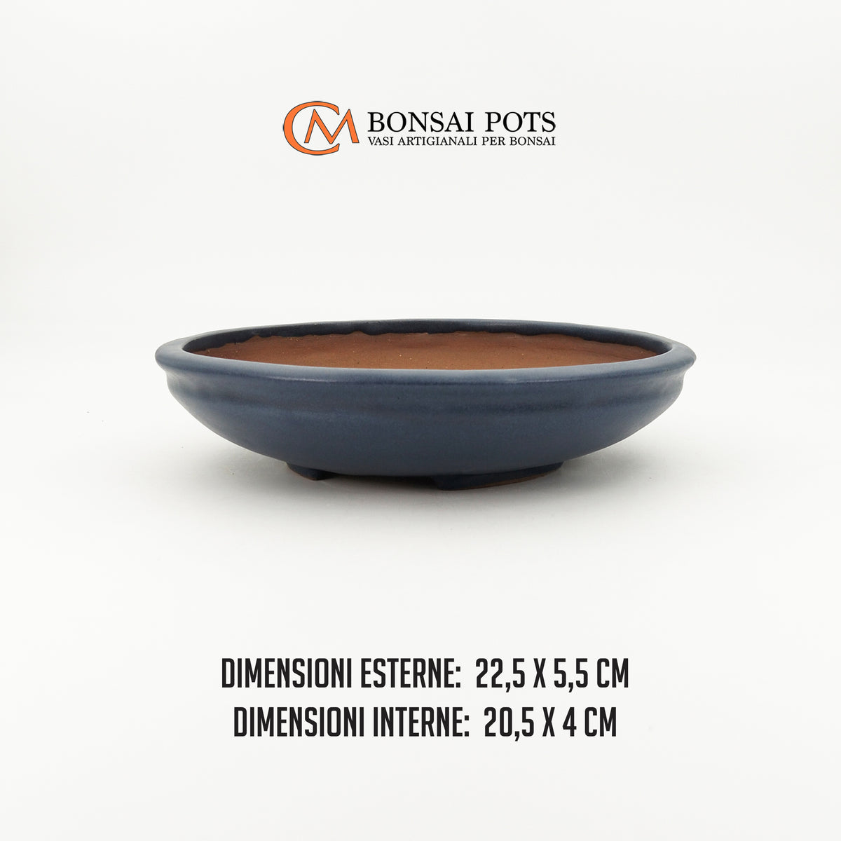 Vaso bonsai rotondo CM 22 in gres smaltato