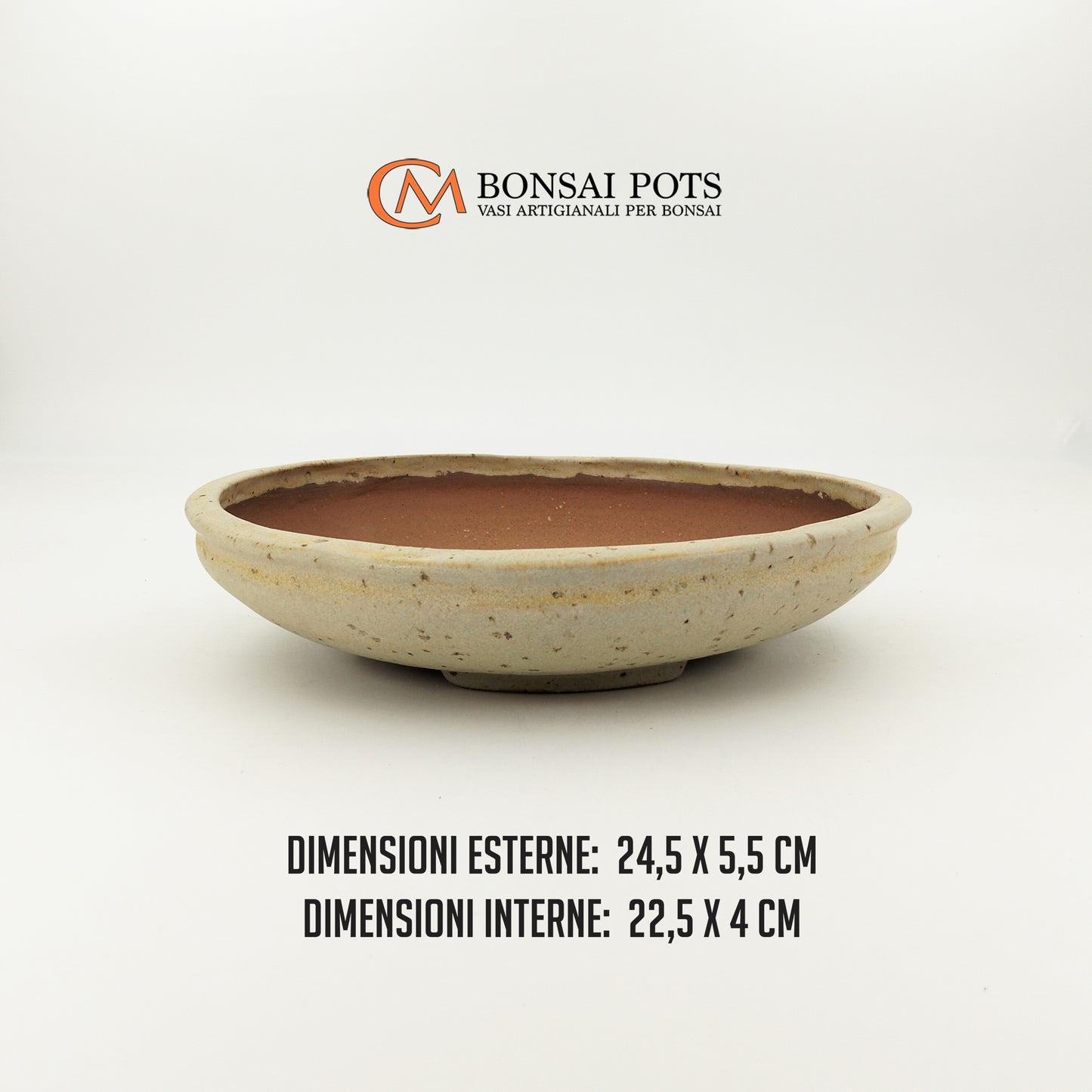 Vaso bonsai rotondo CM 24 in gres smaltato