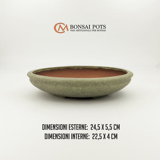 Vaso bonsai rotondo CM 24 in gres smaltato